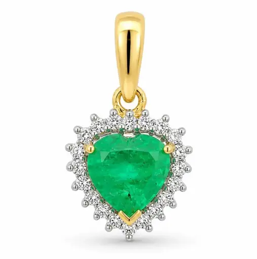 [B4251/CE] COLGANTE CORAZON 20RD SI 0.06 1 ESMERALDA 0.51 CT