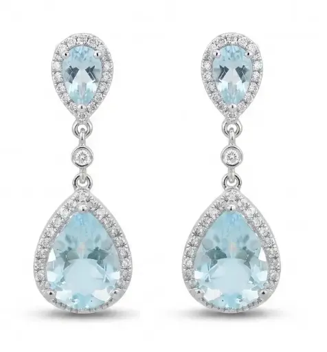 [B4253/0.24] PENDIENTES BRILLANTES Di 88 RD 0.24 AQ 2 PERA 0.34 AQ2 PERA 2.14 CT TW