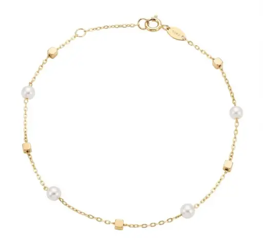 [00242PU] 19 CM FRESHWATER PEARLS AND CUBES BRACELETS