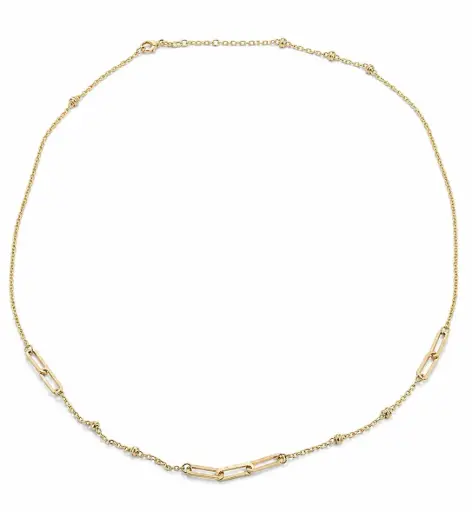 [00243] GOLD BALLS AND LINKS NECKLACE.45CM 