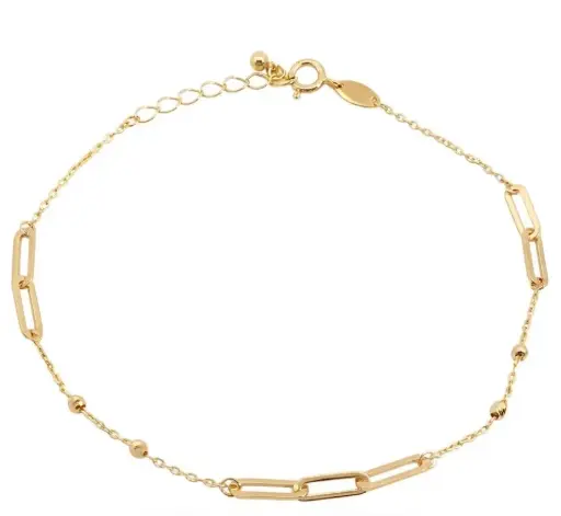 [00243PU] 19CM GOLD BALLS AND LINKS BRACELET