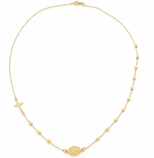 [00244] 45CM GOLD BALLS,CROSS AND MEDAL NECLACE 