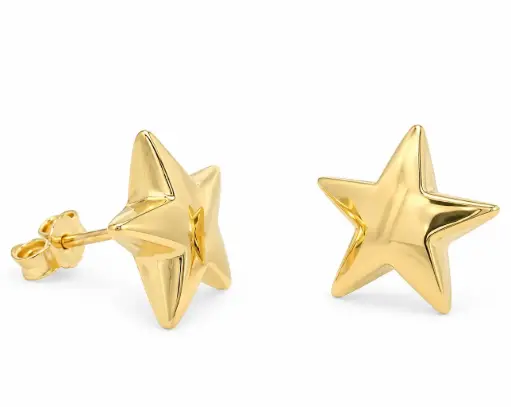[9K00113] PENDIENTES ESTRELLA 9MM.PRESION. 9KILATES