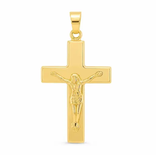 [9K00250] CRUZ CON CRISTO 23x14MM. 9KILATES