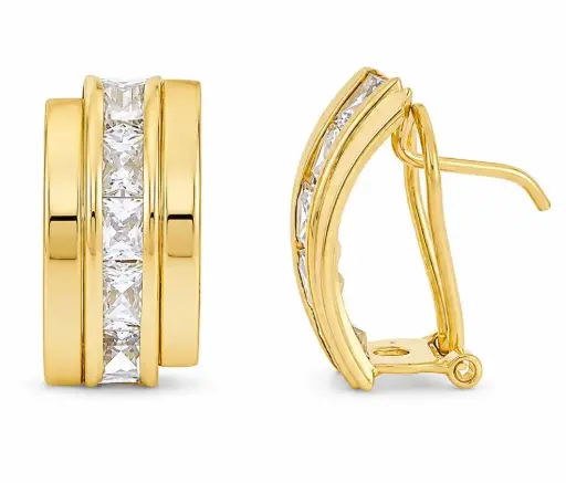 [3606O] PENDIENTES BANDAS Y CIRCONITAS CARRE.OMEGA