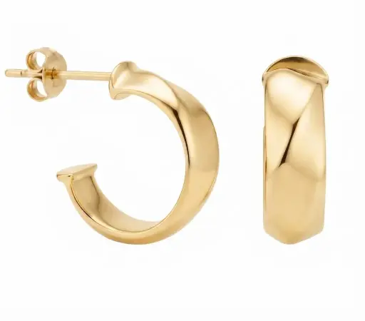 [9K00268] 15x15x6MM TWISTED HOOP EARRINGS.PUSH BACK.9 KARAT