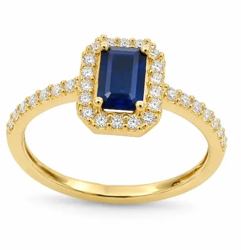 [B4254SZ/0.27] 0.51 CT SAPPHIRE AND 0.27 CT TW DIAMOND RING 