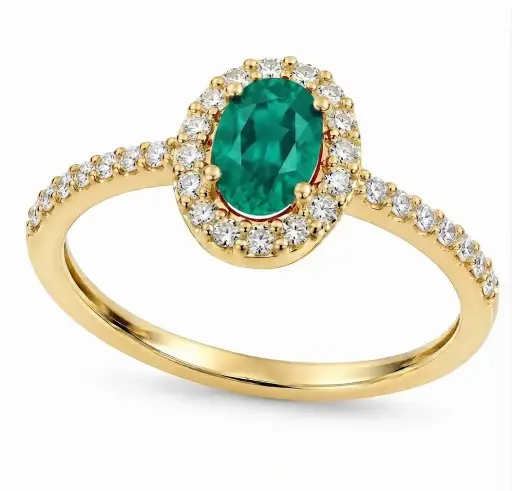 [B4255SE/0.22] 6x4MM(0.66 CT) EMERALD RING WITH 0.08 CT TW DIAMONDS