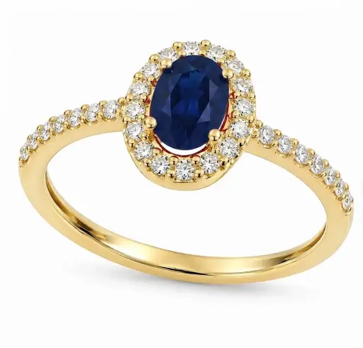 [B4255SZB/0.22] 0.42 CT SAPPHIRE AND 0.22 CT TW DIAMOND RING 