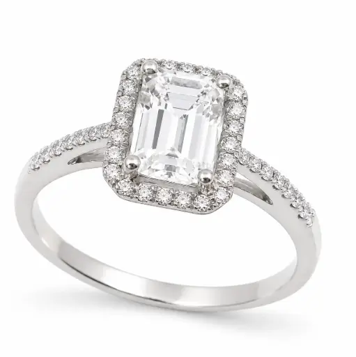 [B4234SZB/0.18] 7x5MM (0.85 CT) AQUAMARINE RING WITH VSI-H DIAMONDS(0.18 CT TW)