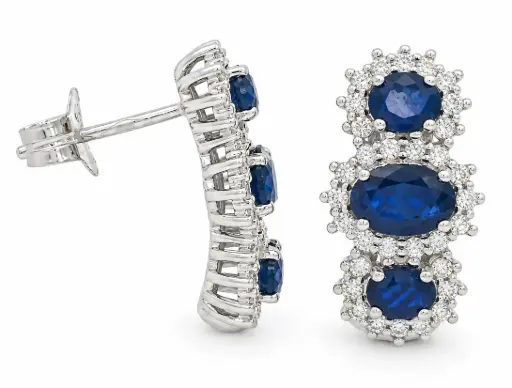 [B4257PB/0.38] PENDIENTES 6 ZAFIROS 1.66CT TW Y BRILLANTES 0.38CT  CT TW 