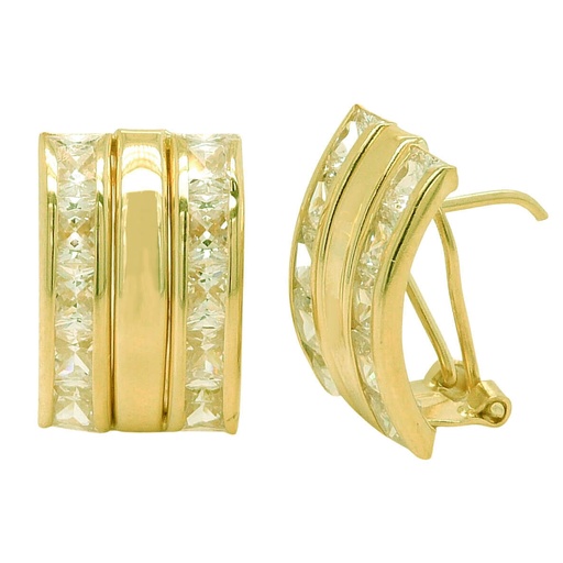 [3363] 15x10MM OMEGA BACK EARRINGS WITH CZ.