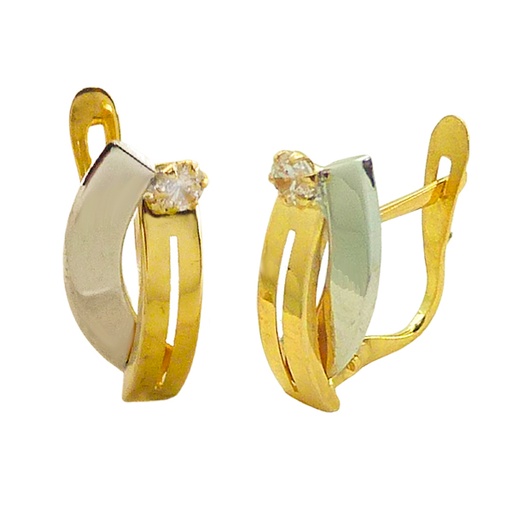 [4984] TWO TONE LEVERBACK EARRINGS.