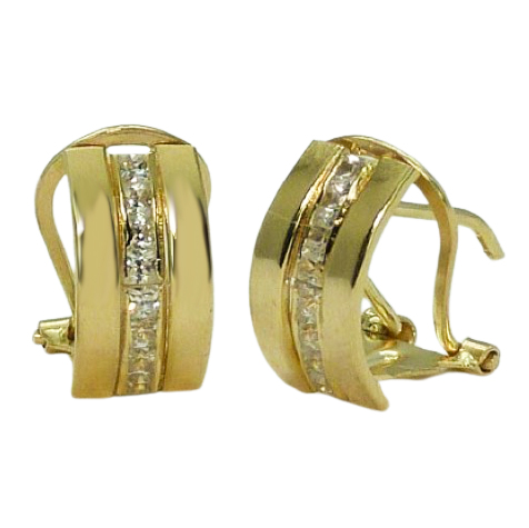 [3052] OMEGA BACK  EARRINGS WITH CZ.