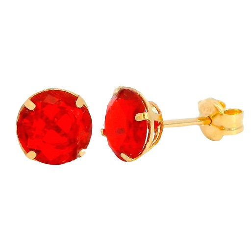 [5076R] 6MM RED CZ STUD EARRINGS.PUSH BACK.