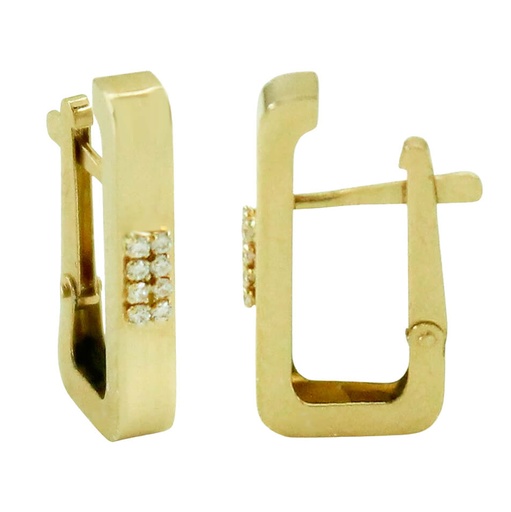 [5841] 18x3MM SQUARE HOOP EARRI9NGS WITH CZ.