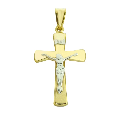 [4302] 28x17MM TWO TONE CRUCIFIX PENDANT.