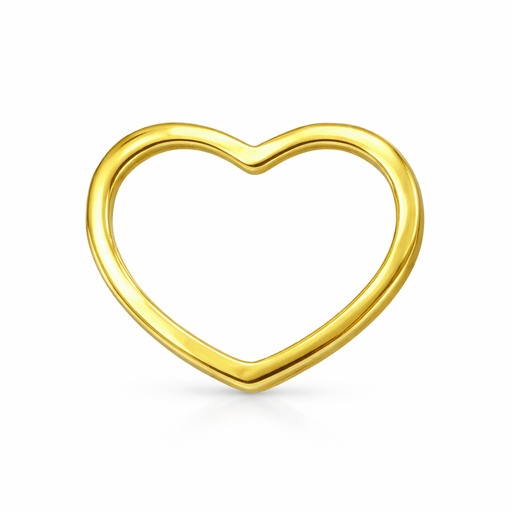 [3955] COLGANTE CORAZÓN PLANO ORO AMARILLO 12MM