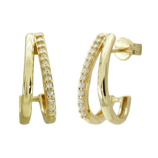 [5817] 15x5MM HALF HOOP EARRINGS WITH CZ.