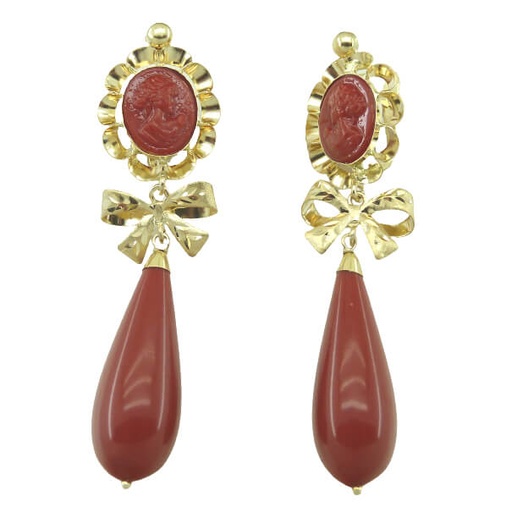 [7381/LC] PENDIENTES ARQUILLO 10x8MM COLOR CORAL CON LAZO.
