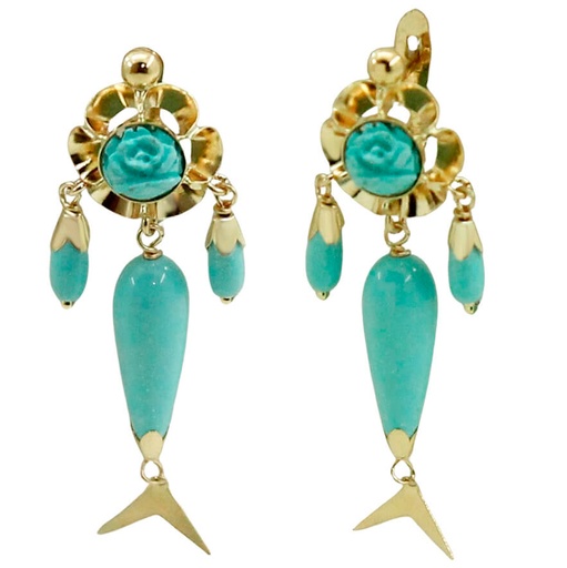 [8488T] PEND.ARQUILLO 8MM PERITAS TURQUESA .42MM