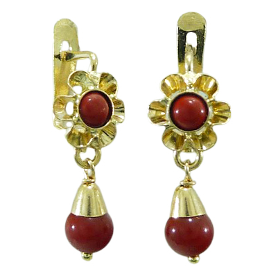 [1516C] PENDIENTES ARQUILLO BOLA COLOR CORAL.CATALAN 15MM.