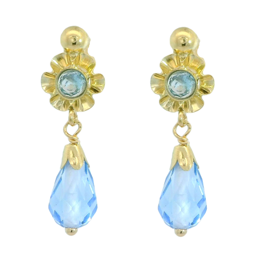 [6049/2A] PENDIENTES ARQUILLO BOLA CRISTAL AZUL TORNILLO.20MM.