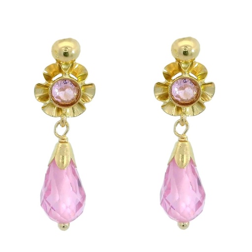 [6049/2R] PENDIENTES ARQUILLO BOLA CRISTAL ROSA TORNILLO.20MM.
