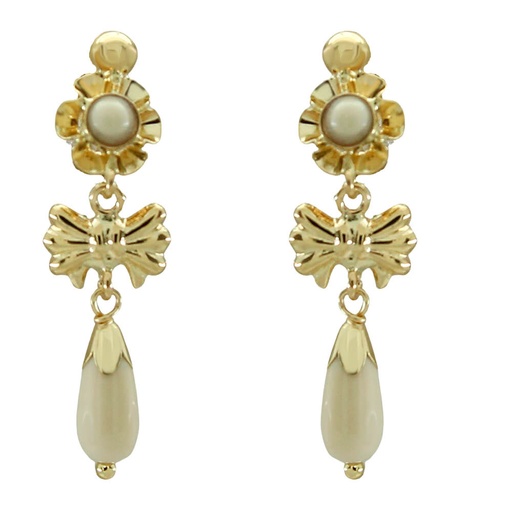 [8077M] PENDIENTES ARQUILLO CON LAZO,COLOR MARFIL .28MM.CATALAN