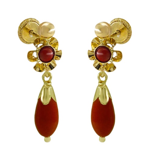 [6049/4C] PENDIENTES ARQUILLO PERITA COLOR CORAL.TORNILLO.20MM.