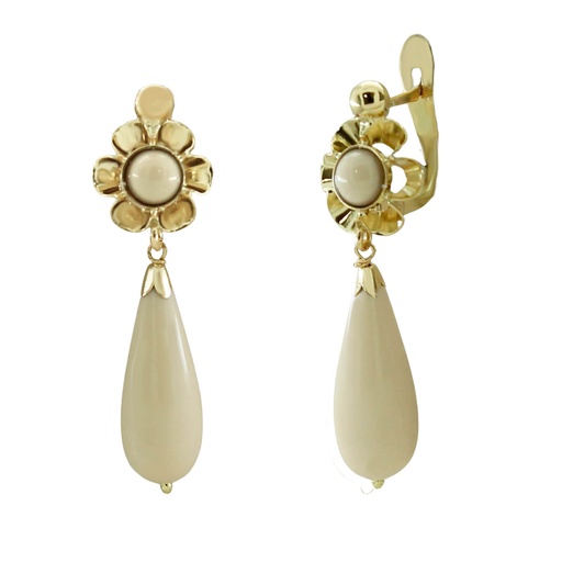 [6050M] PENDIENTES ARQUILLO PERITA COLOR MARFIL.30MM.CATALAN