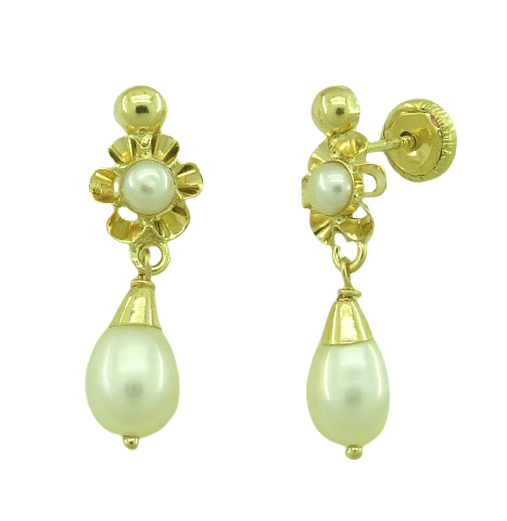 [6049/4P] PENDIENTES ARQUILLO PERITA PERLA.TORNILLO.