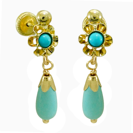 [6049/4T] PENDIENTES ARQUILLO PERITA COLOR  TURQUESA.TORNILLO.20MM.