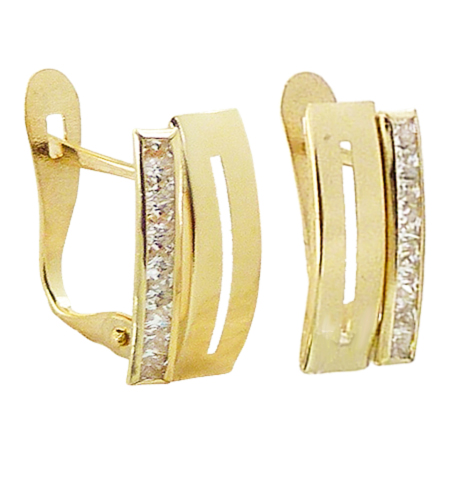 [5376] 12x5MM LEVERBACK EARRINGS WITH CZ.
