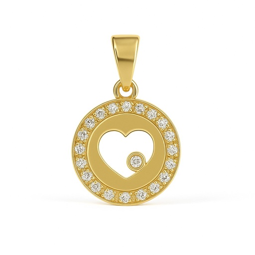 [4962] 10MM HEART PENDANT WITH CZ.
