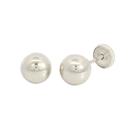 [6173B] 4MM WHITE GOLD BALL STUD EARRINGS.SCREW BACK.