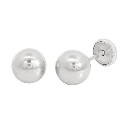 [6174B] PENDIENTES BOLA LISA ORO BLANCO 5MM.ROSCA.