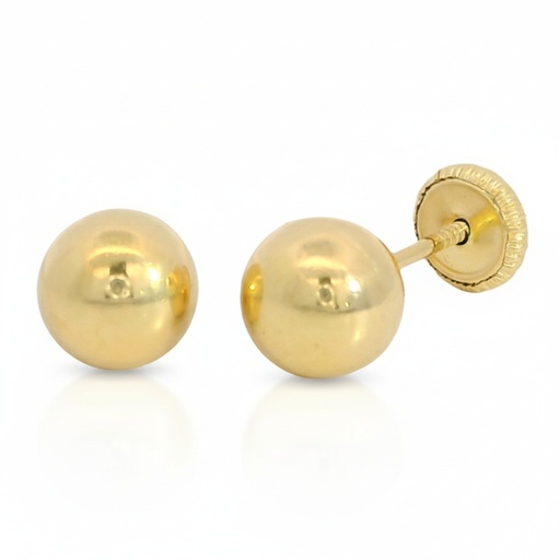 [6175] PENDIENTES BOLA LISA 6MM.TORNILLO.