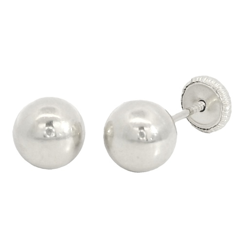 [6342/B] 7MM BALL STUD EARRINGS.SCREW BACK.WHITE GOLD.