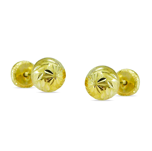 [7226/1] 4MM CARVED BALL STUD EARRINGS.SCREW BACK.
