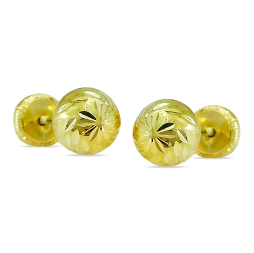 [7226/3] 6MM CARVED BALL STUD EARRINGS.SCREW BACK.