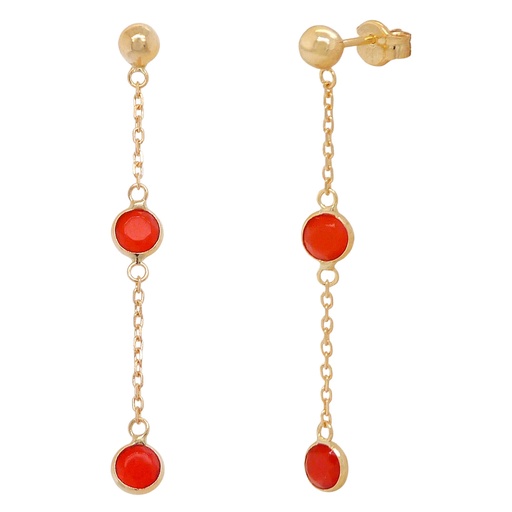 [5678R] PENDIENTES CADENA Y BOCELES DE 5MM COLOR RUBI.40MM.