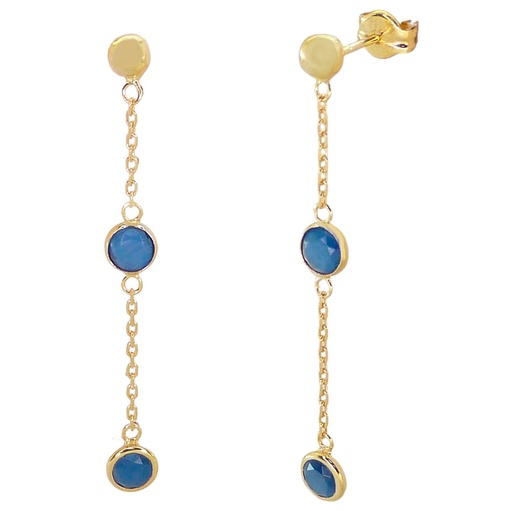 [5678Z] SHAPPIRE COLOR CZ AND CHAIN EARRINGS.40MM.