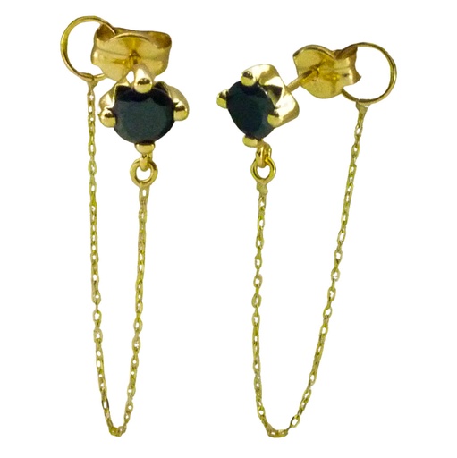 [5036N] PENDIENTES CADENA Y GARRA DE  4MM COLOR NEGRO.