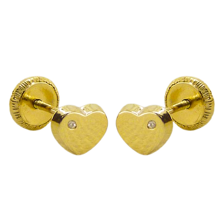 [B4668] PENDIENTES CORAZON BRILLANTES 0.04CT TW. 6MM TORNILLO