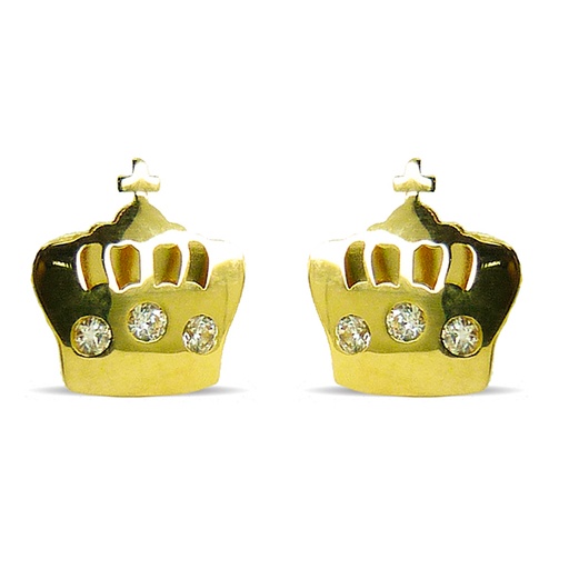 [4635] 8MM CROWN EARRINGS WITH CZ.