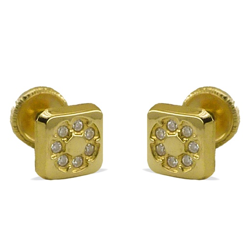 [3368] 5'5MM SQUARE STUD EARRINGS WITH CZ.