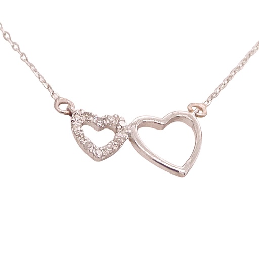 [B4069/0.03] GARGANTILLA DOBLE CORAZON 12MM CON BRILLANTES  12/0.03 H-SI