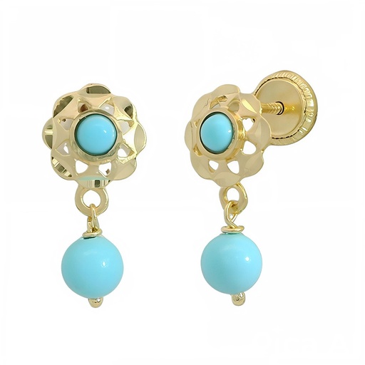 [9680/1T] PENDIENTES CUBANA PERITA COLOR TURQUESA.TORNILLO.15MM.