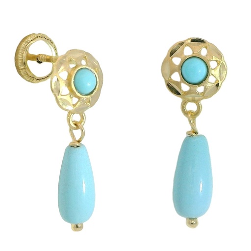 [9680/1T] PENDIENTES CUBANA PERITA COLOR TURQUESA.TORNILLO.15MM.